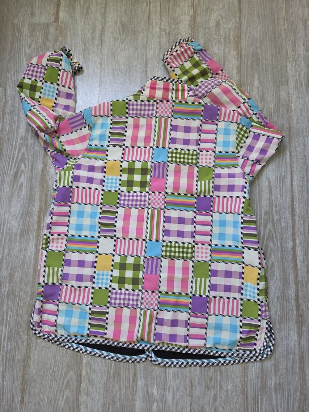 VTG Koos of Course Reversible Patchwork Jacket Black Linen Blend Artsy Plus 1X - Picture 9 of 12